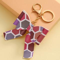 Colorful PU Leather stereo bow keychain bag hanger
