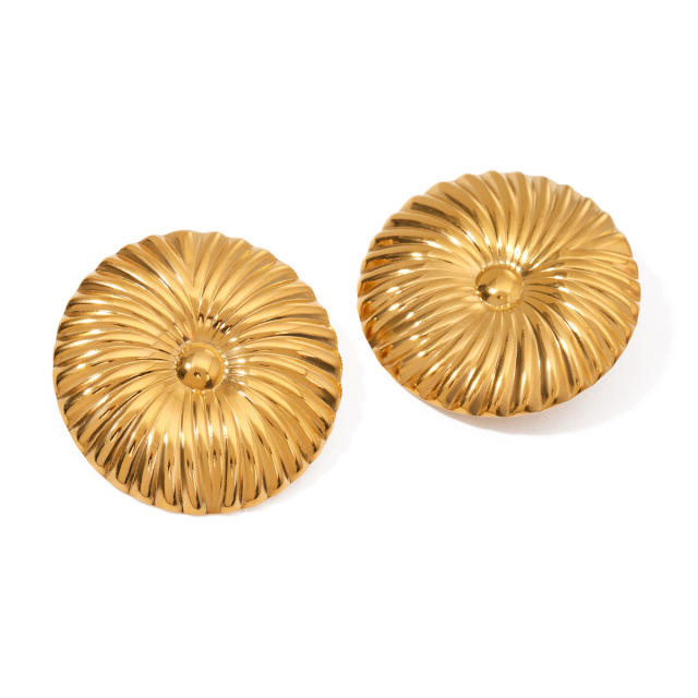 Chunky 18KG geometric round shape stainless steel earrings bigger earrings