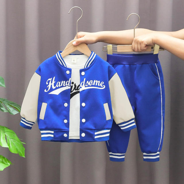 3pcs set spring autumn new design sport jacket pants t-shirt set for boys