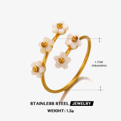 Sweet mother shell flower stainless steel rings collection