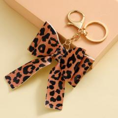 Colorful PU Leather stereo bow keychain bag hanger