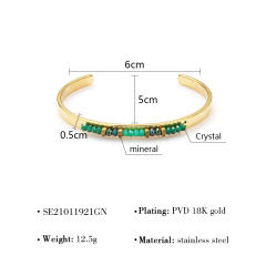 Boho natural stone charm stainless steel bracelet collection