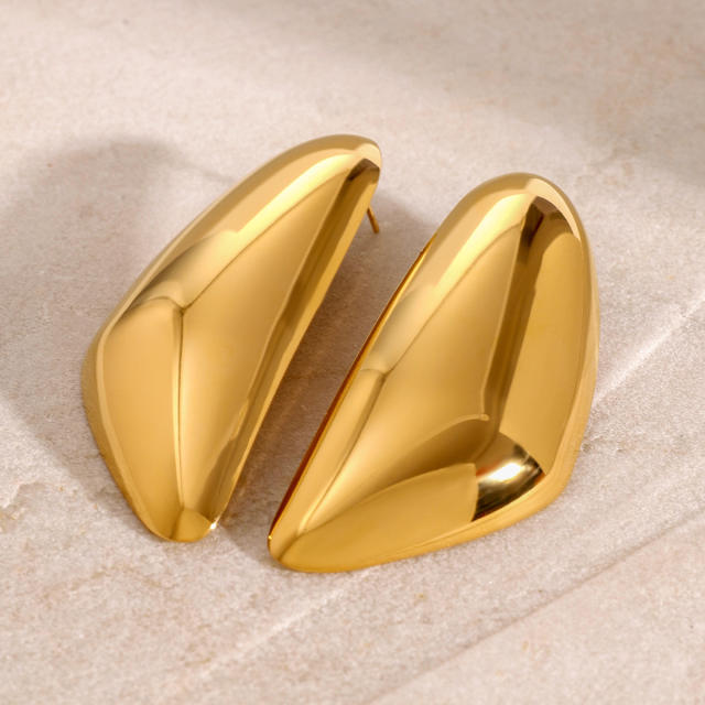 18KG Chunky geometric triangle stainless steel bigger earrings