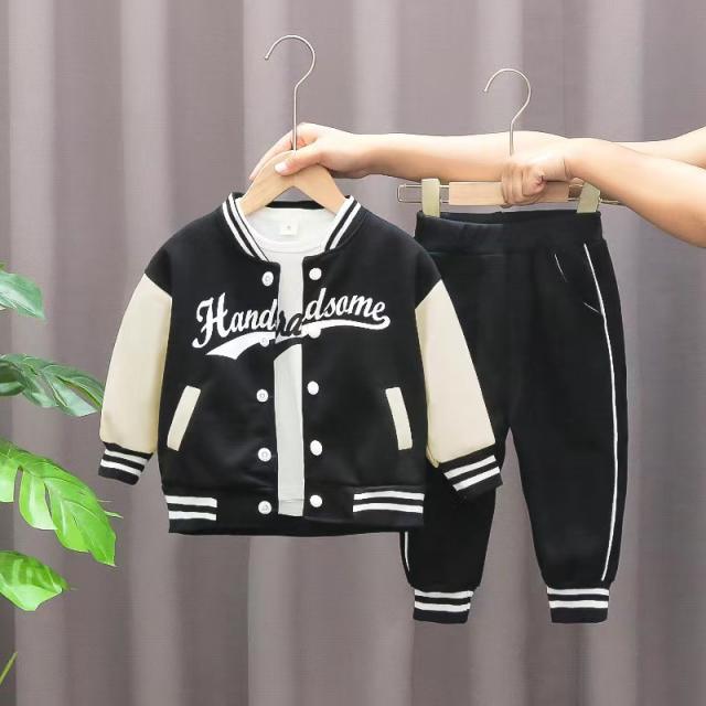 3pcs set spring autumn new design sport jacket pants t-shirt set for boys