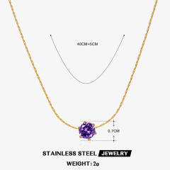 Dainty birthstone stainless steel bezel necklace