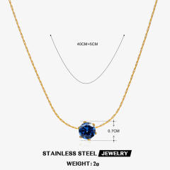 Dainty birthstone stainless steel bezel necklace
