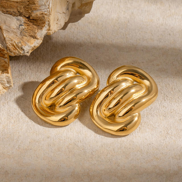 Chunky stainless steel geometric earrings bigger earrings