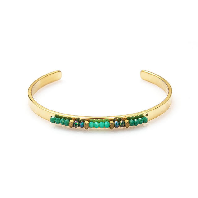 Boho natural stone charm stainless steel bracelet collection