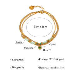 Boho natural stone charm stainless steel bracelet collection