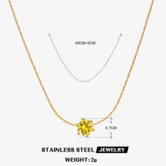 Dainty birthstone stainless steel bezel necklace