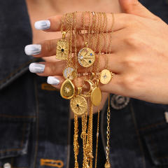 Dainty star moon geometric pendant stainless steel necklace collection