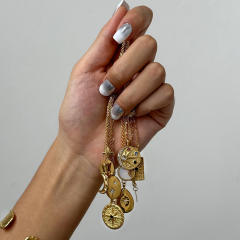 Dainty star moon geometric pendant stainless steel necklace collection