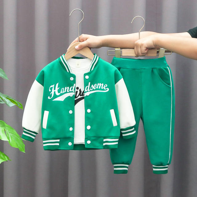 3pcs set spring autumn new design sport jacket pants t-shirt set for boys