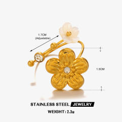 Sweet mother shell flower stainless steel rings collection
