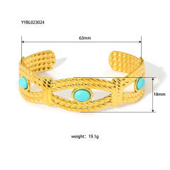 18kg National trend turquoise stone statement stainless steel cuff bangle