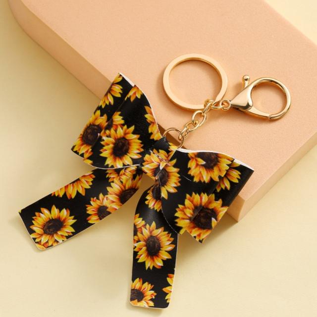 Colorful PU Leather stereo bow keychain bag hanger