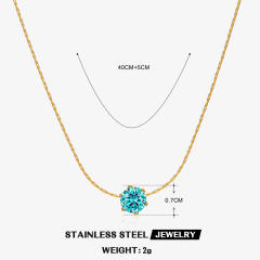 Dainty birthstone stainless steel bezel necklace