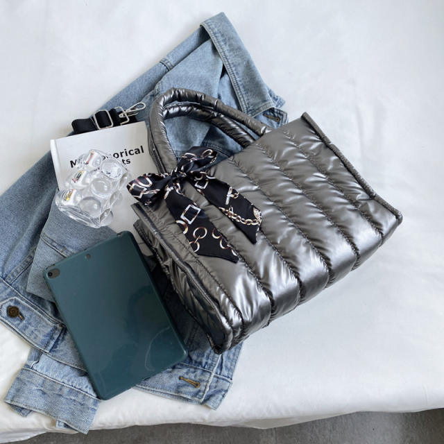 Winter design gliter puff handbag bag