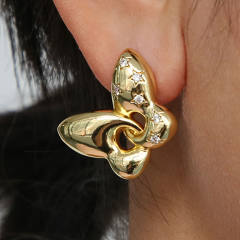 18K gold plated copper chunky butterfly earrings