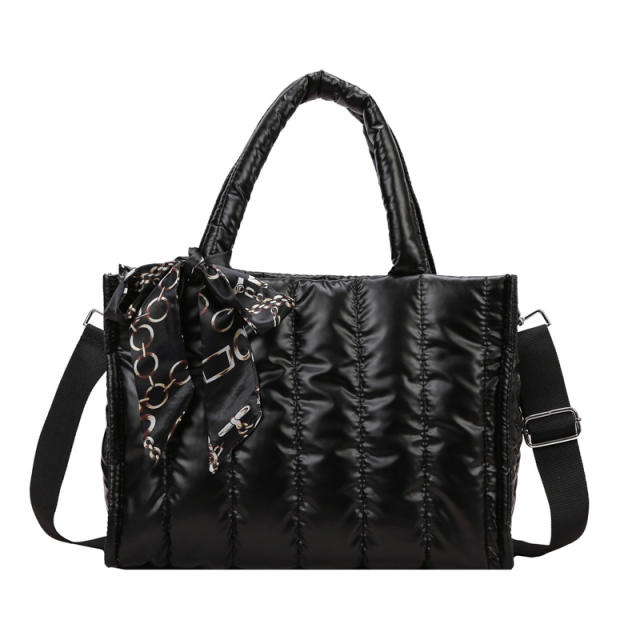 Winter design gliter puff handbag bag