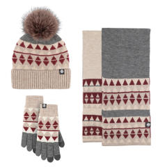 Winter design unique knitted warm beanie cap gloove Scarf set