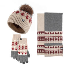 Winter design unique knitted warm beanie cap gloove Scarf set