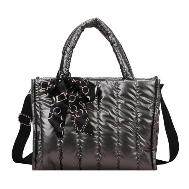Winter design gliter puff handbag bag