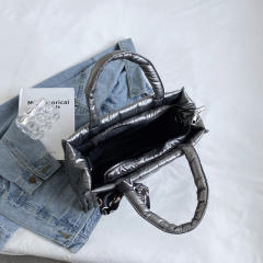 Winter design gliter puff handbag bag