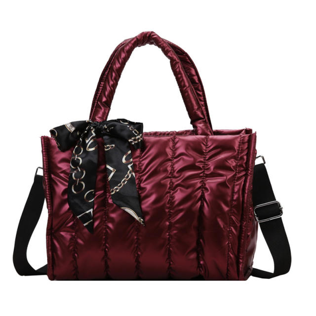 Winter design gliter puff handbag bag