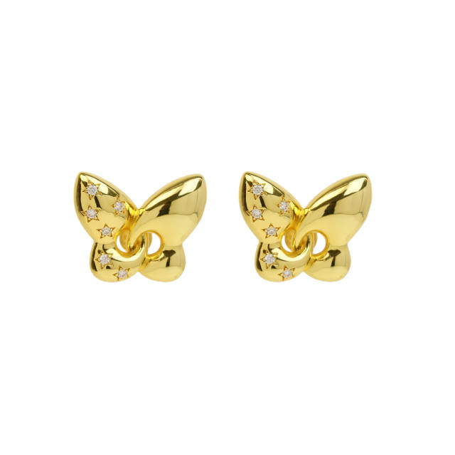 18K gold plated copper chunky butterfly earrings