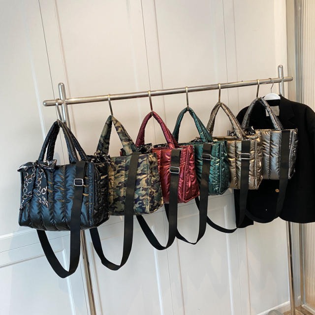 Winter design gliter puff handbag bag