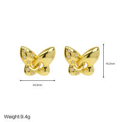 18K gold plated copper chunky butterfly earrings