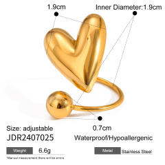 Classic chunky heart stainless steel earrings rings set