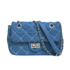 Concise quilted pattern denim chain bag purse for women