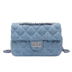 Concise quilted pattern denim chain bag purse for women