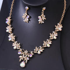 Elegant flower colorful diamond necklace set for wedding
