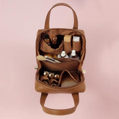 Large size PU leather handle design washing bag tolietry bag cosmetic bag