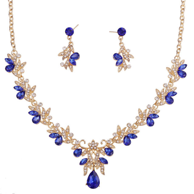 Elegant flower colorful diamond necklace set for wedding
