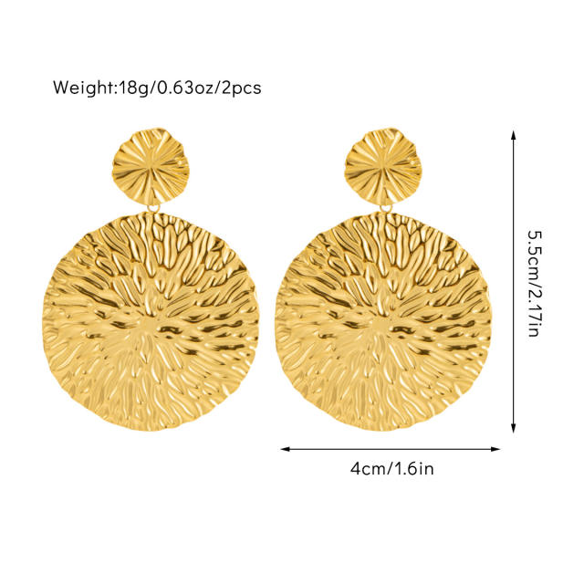 Concise easy amtch gold color bigger earrings collection stainless steel earrings