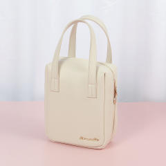 Large size PU leather handle design washing bag tolietry bag cosmetic bag