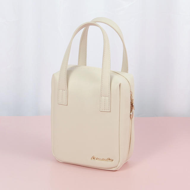 Large size PU leather handle design washing bag tolietry bag cosmetic bag