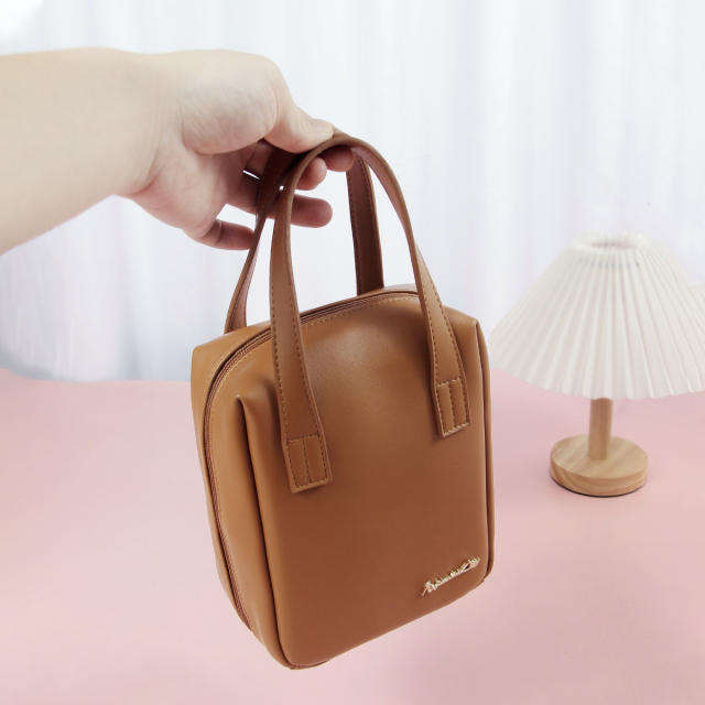 Large size PU leather handle design washing bag tolietry bag cosmetic bag