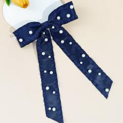 French trend pearl bead large bow french barrette hair clips for women