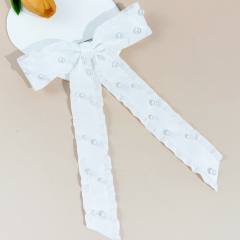 French trend pearl bead large bow french barrette hair clips for women