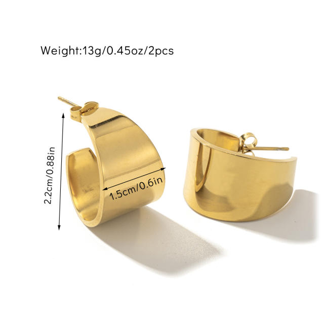 Concise geometric smooth design stainless steel earrings collection