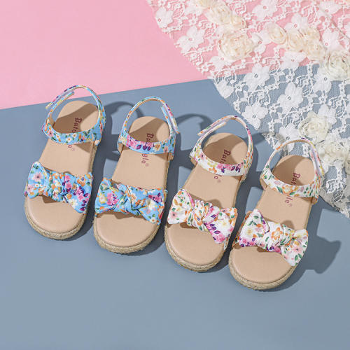 Korean fashion sweet floral bow girls sandals