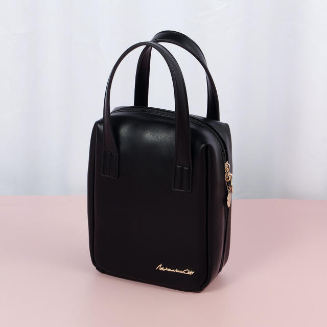 Large size PU leather handle design washing bag tolietry bag cosmetic bag