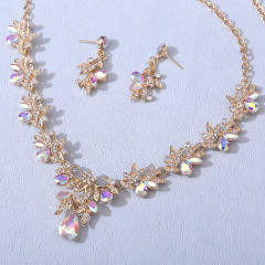 Elegant flower colorful diamond necklace set for wedding