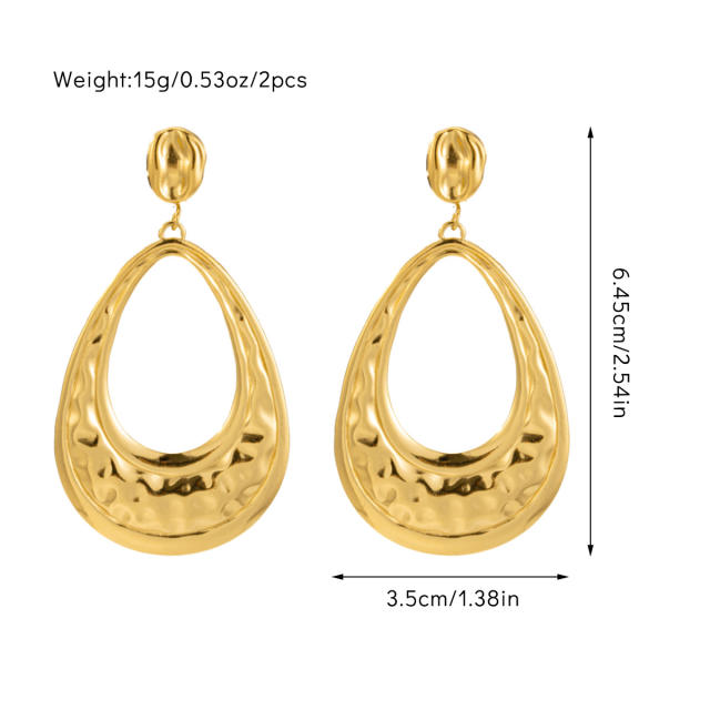 Concise easy amtch gold color bigger earrings collection stainless steel earrings