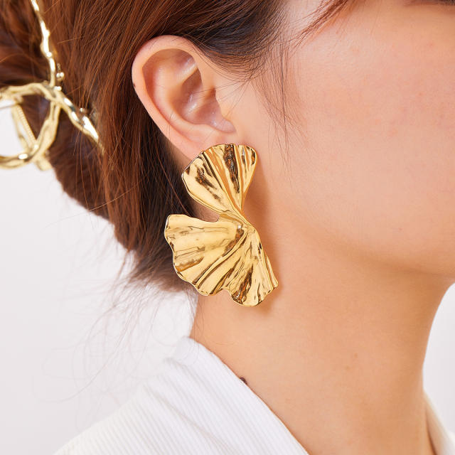 Concise easy amtch gold color bigger earrings collection stainless steel earrings